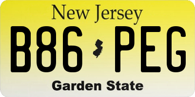 NJ license plate B86PEG