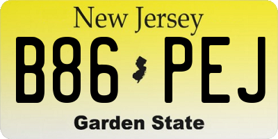 NJ license plate B86PEJ