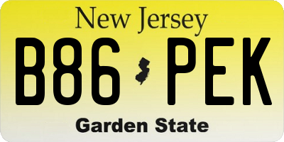 NJ license plate B86PEK