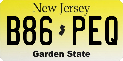 NJ license plate B86PEQ