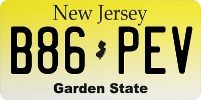 NJ license plate B86PEV