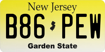 NJ license plate B86PEW