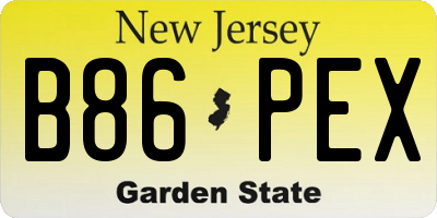 NJ license plate B86PEX