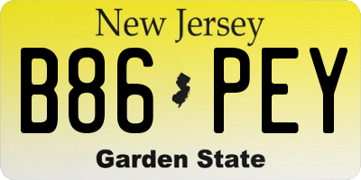 NJ license plate B86PEY