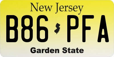 NJ license plate B86PFA