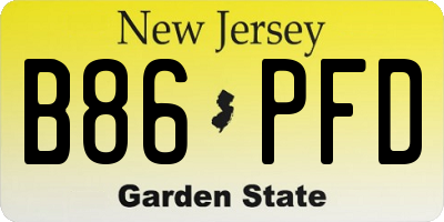 NJ license plate B86PFD