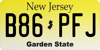 NJ license plate B86PFJ