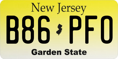 NJ license plate B86PFO