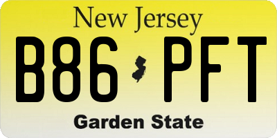 NJ license plate B86PFT
