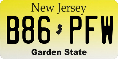 NJ license plate B86PFW