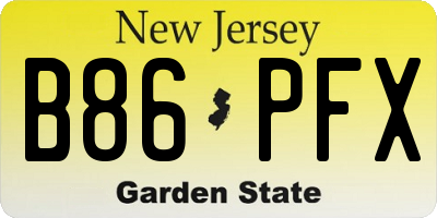 NJ license plate B86PFX