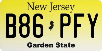 NJ license plate B86PFY