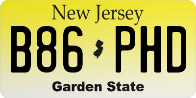 NJ license plate B86PHD