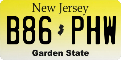 NJ license plate B86PHW