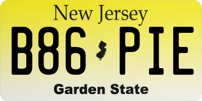 NJ license plate B86PIE