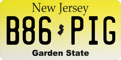 NJ license plate B86PIG