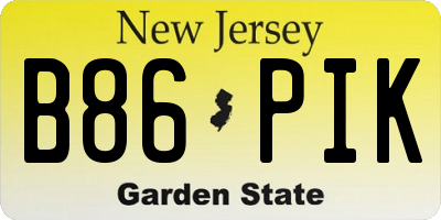 NJ license plate B86PIK