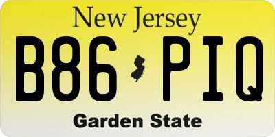 NJ license plate B86PIQ