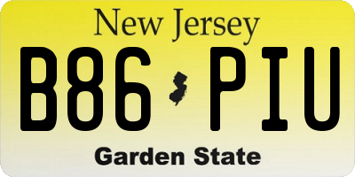NJ license plate B86PIU
