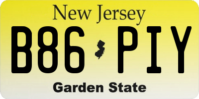 NJ license plate B86PIY