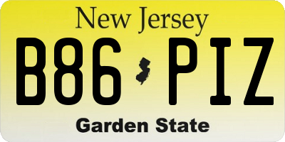 NJ license plate B86PIZ