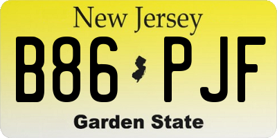 NJ license plate B86PJF