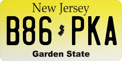 NJ license plate B86PKA