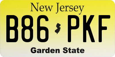 NJ license plate B86PKF