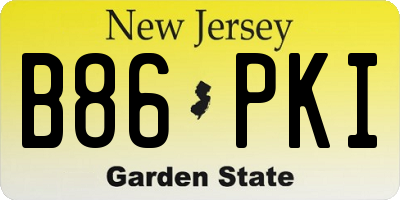 NJ license plate B86PKI