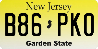 NJ license plate B86PKO