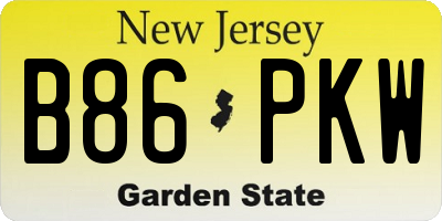 NJ license plate B86PKW