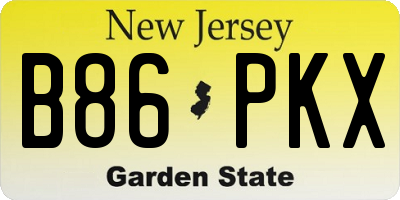 NJ license plate B86PKX