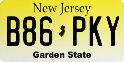 NJ license plate B86PKY