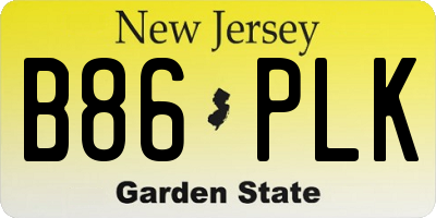 NJ license plate B86PLK