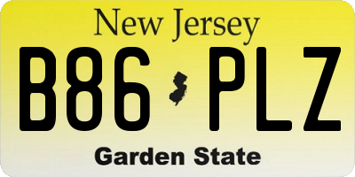 NJ license plate B86PLZ