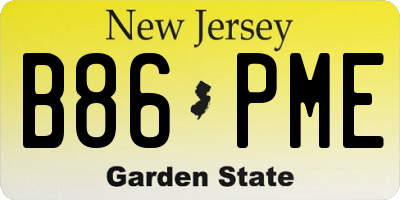 NJ license plate B86PME