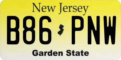 NJ license plate B86PNW