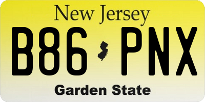 NJ license plate B86PNX