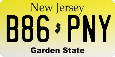 NJ license plate B86PNY