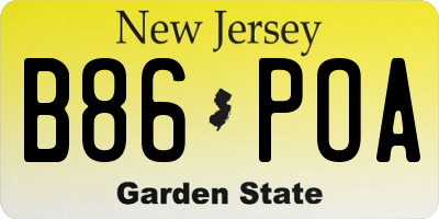 NJ license plate B86POA