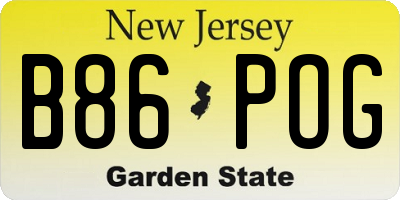 NJ license plate B86POG