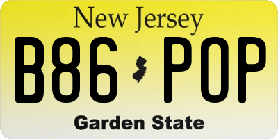 NJ license plate B86POP