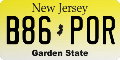 NJ license plate B86POR