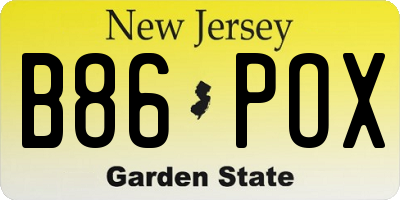 NJ license plate B86POX