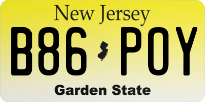 NJ license plate B86POY