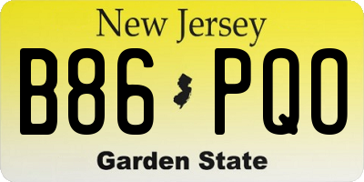 NJ license plate B86PQO