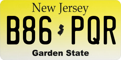 NJ license plate B86PQR