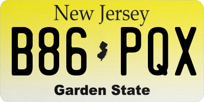 NJ license plate B86PQX