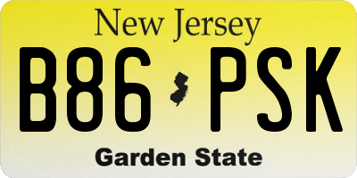 NJ license plate B86PSK