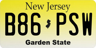 NJ license plate B86PSW